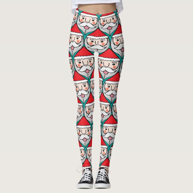 Cheerful Jultomten jul Mönster Leggings (Framsida)