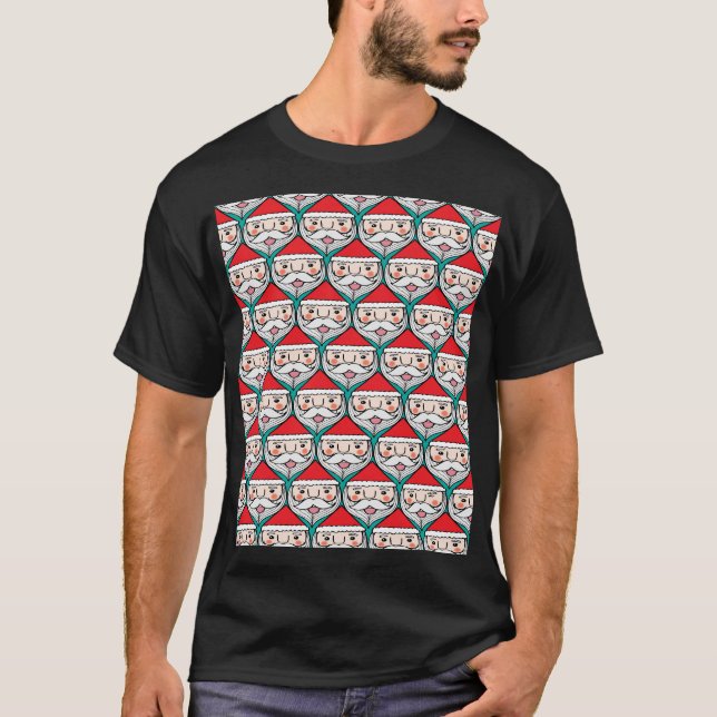 Cheerful Jultomten jul Mönster T Shirt (Framsida)