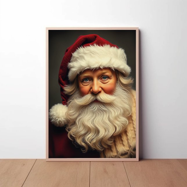 Cheerful Jultomten Porträtt med Festive Glow Poster (Skapare uppladdad)