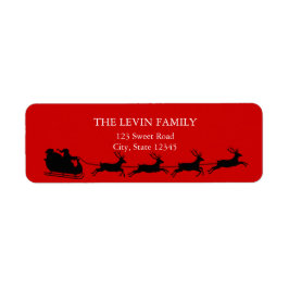 Cheerful Jultomten Riding Sleigh-jul Returadress Etikett