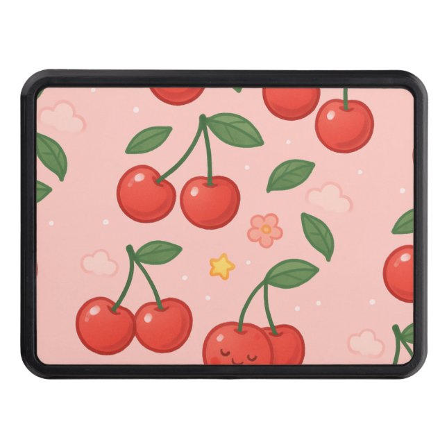 Cheerful Kawaii Cherry Mönster Illustration Dragkroksskydd (Framsidan)