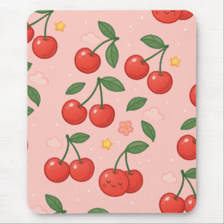 Cheerful Kawaii Cherry Mönster Illustration Musmatta