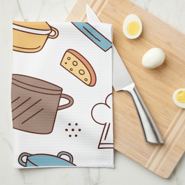Cheerful Kitchen Doodle Mönster Towel Kökshandduk (Vikt i Fjärdedel)