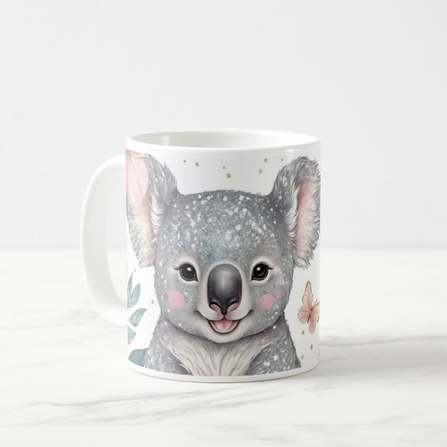 Cheerful Koala och Blommigt Charm Kaffemugg (Framsida vänster)