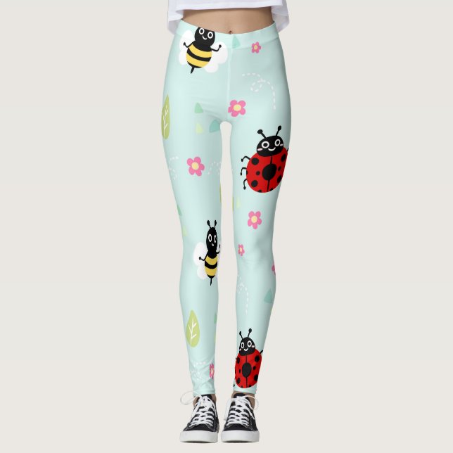 Cheerful Ladybug Design Leggings (Framsida)