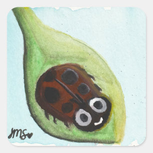 Cheerful Ladybug Fyrkantigt Klistermärke
