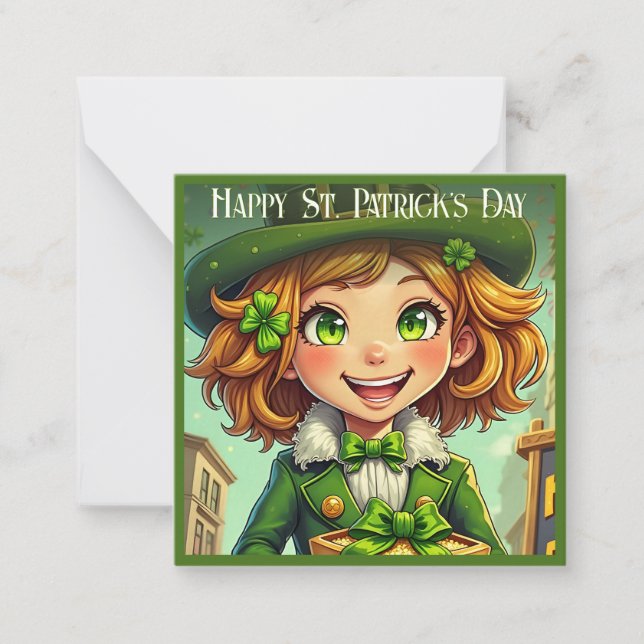 Cheerful Leprechaun - St. Patrick's Day Lucky Char Anteckningskort (Framsida)