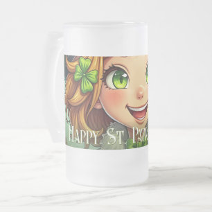 Cheerful Leprechaun - St. Patrick's Day Lucky Char Frostat Ölglas
