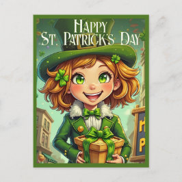 Cheerful Leprechaun - St. Patrick's Day Lucky Char Helg Vykort