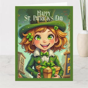 Cheerful Leprechaun - St. Patrick's Day Lucky Char Kort