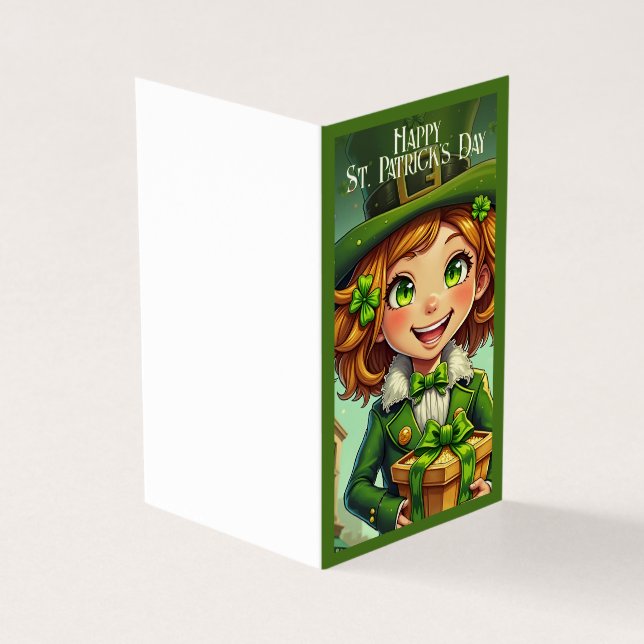 Cheerful Leprechaun - St. Patrick's Day Lucky Char Kort (Utsida)