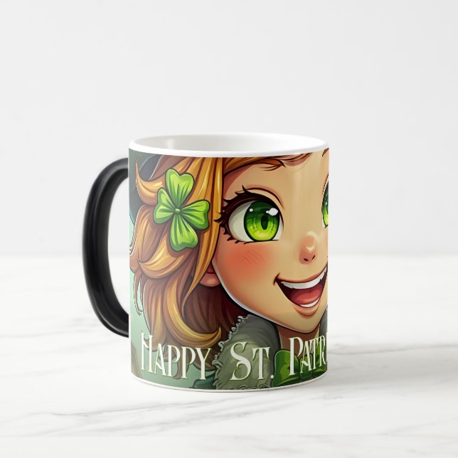 Cheerful Leprechaun - St. Patrick's Day Lucky Char Magisk Mugg (Framsida vänster)