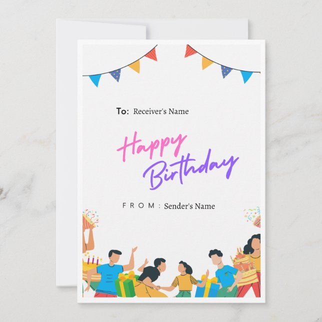 Cheerful Lycklig Digital Birthday Card Julkort (Framsida)