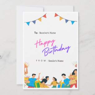 Cheerful Lycklig Digital Birthday Card Julkort