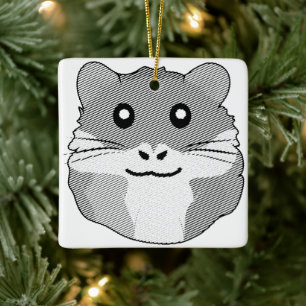 Cheerful Minimalist Hamster Julgransprydnad Keramik