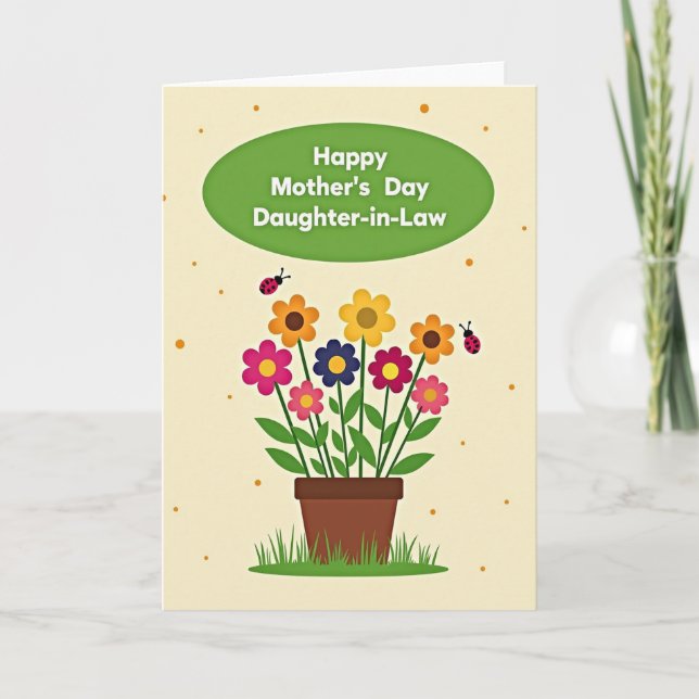Cheerful Moms Day Bouquet Card Kort (Framsida)