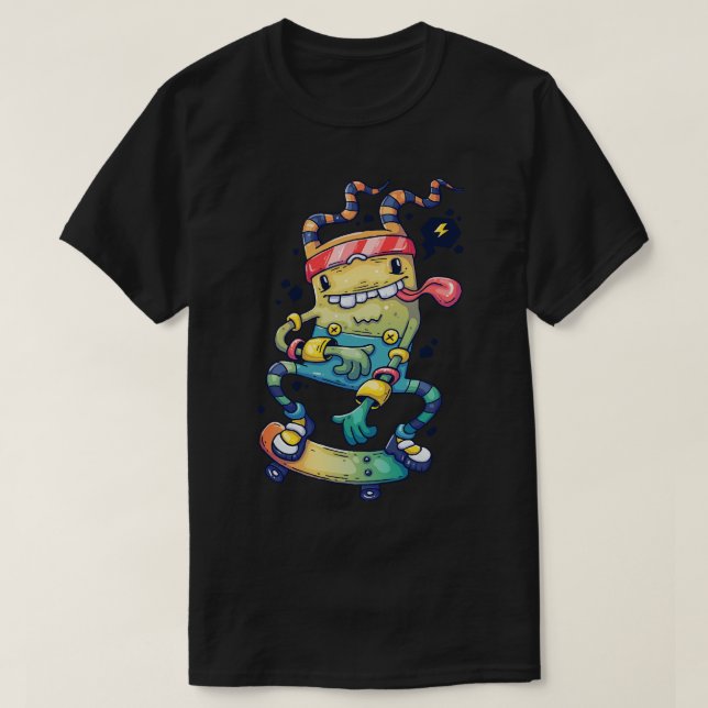 Cheerful Monster Skateboard T Shirt (Design framsida)