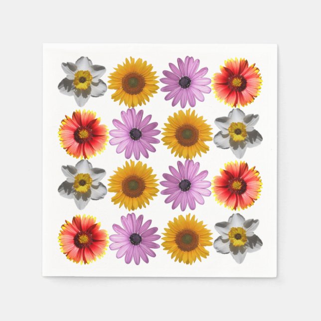 Cheerful Multifärgad Flower Mönster Pappersservett (Framsidan)