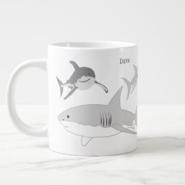 Cheerful Ocean Sharks Art Jumbo Mugg