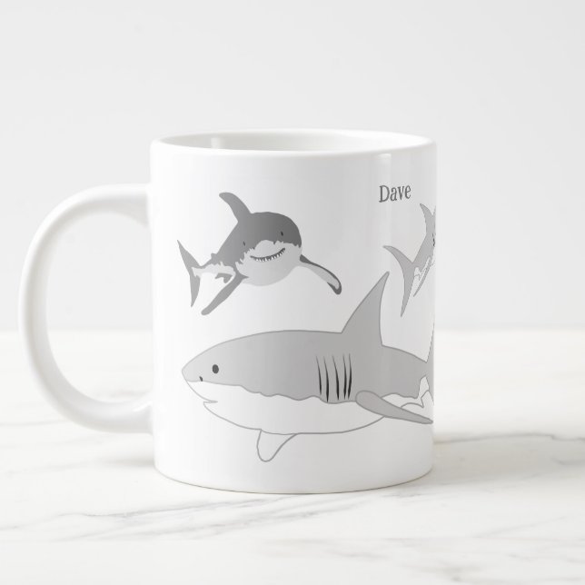 Cheerful Ocean Sharks Art Jumbo Mugg (Vänster)