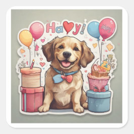 Cheerful Önskemål Fyrkantigt Klistermärke