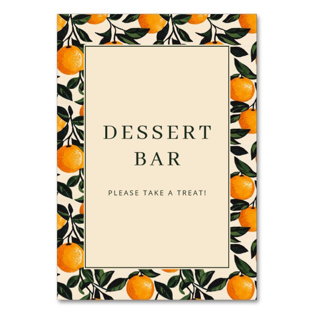 Cheerful Orange Citrus Border Bordsnummer (Framsidan)