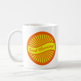 Cheerful Orange och Gult Sunburst Bra God morgon Kaffemugg