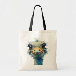 Cheerful Ostrich Tote Bag Oljemålning Stil Tygkasse