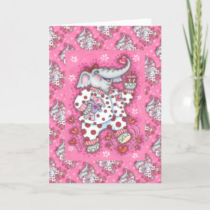 CHEERFUL PACHYDERM IN ROSA PAJAMAS, HEART CUPCAKE HELGKORT