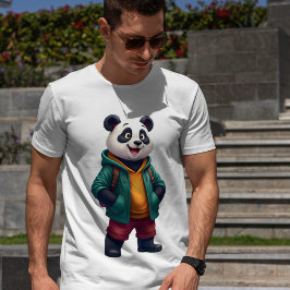 Cheerful Panda T-Shirt - Redot för Äventyr