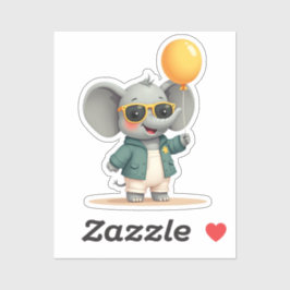 Cheerful Party Elephant | Cute Firande Pal Klistermärken