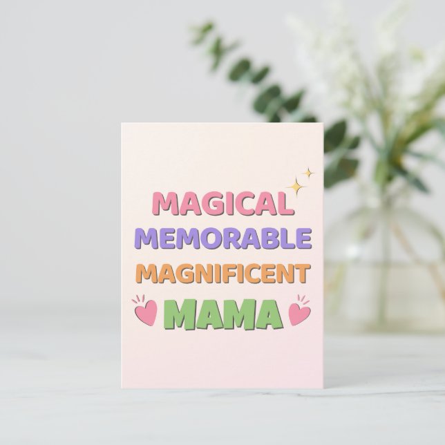 Cheerful Pastel Magic Mamma Mors dag Helg Vykort (Stående Fram)