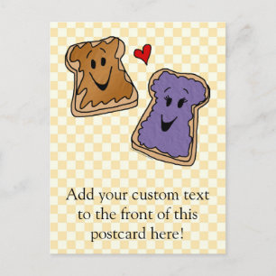 Cheerful Peanut Butter och Jelly Tecknad Friends Vykort