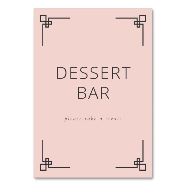 Cheerful Pink Minimalist Dessert Bar Sign Bordsnummer (Framsidan)