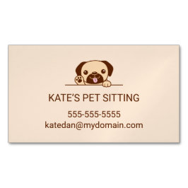 Cheerful Pug Hund Pet Sitta Service Magnetiska Visitkort