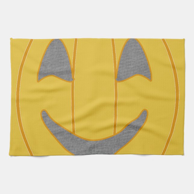 Cheerful Pumpkin Costume Design Halloween-Orange Kökshandduk (Horisontell)