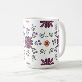 Cheerful Purple and Yellow Floral Folk Art Mug Kaffemugg