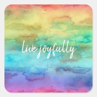 Cheerful Rainbow Watercolor Planner Fyrkantigt Klistermärke