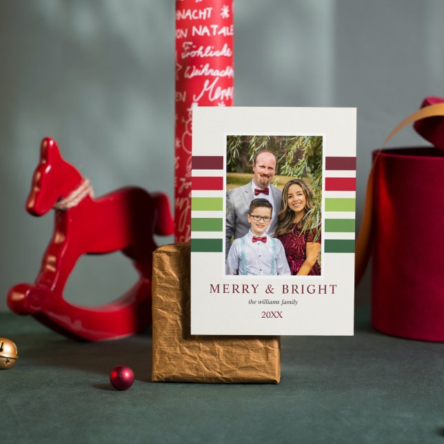 Cheerful Rand Grönt Red White-julfoto Julkort (Skapare uppladdad)