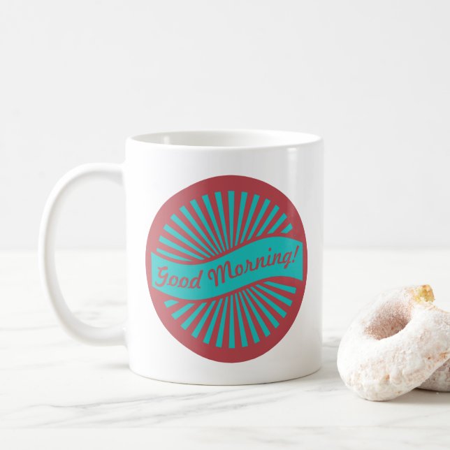 Cheerful Red and Blue Sunburst Bra Morgon Kaffemugg (Med munk)