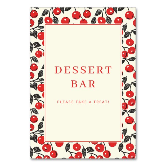 Cheerful Red Cherry Border Bordsnummer (Framsidan)