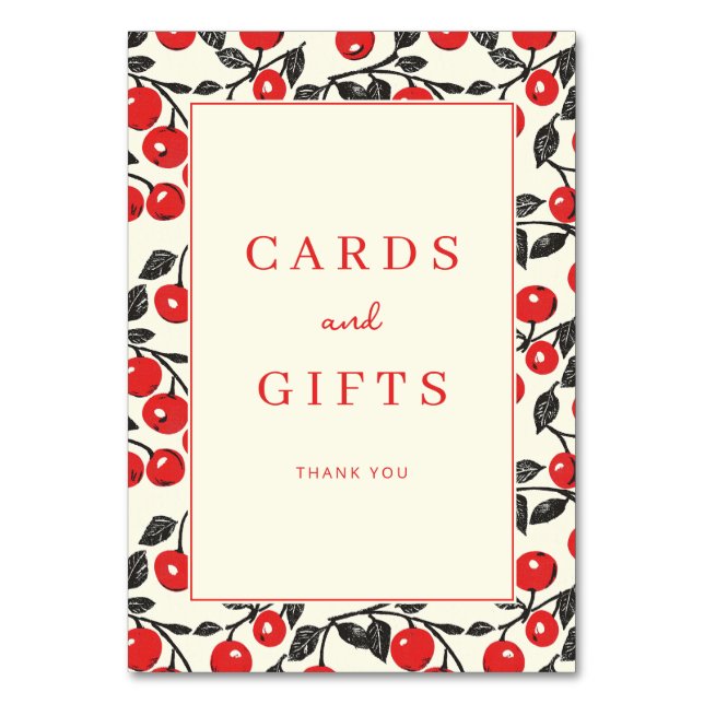 Cheerful Red Cherry Whimsical Border Bordsnummer (Framsidan)