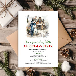 Cheerful red green winter scene party invite inbjudningar