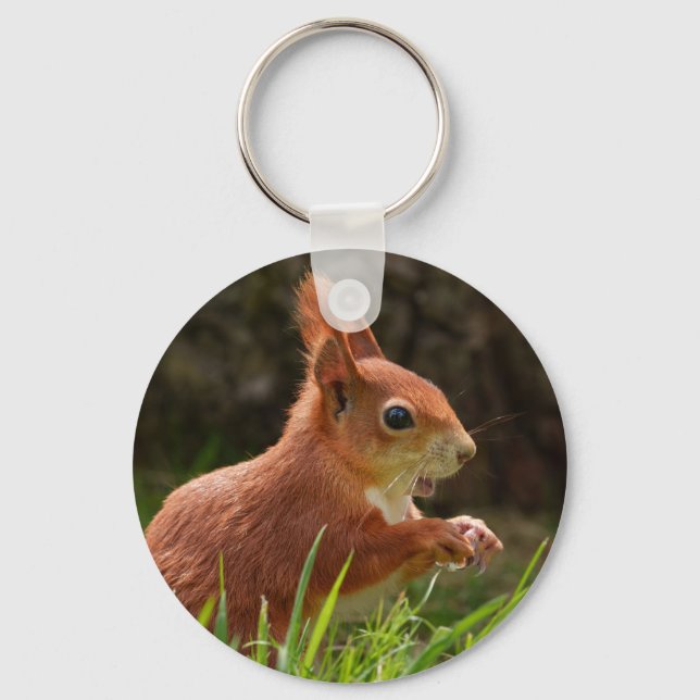 Cheerful Red Squirrel Nyckelring (Framsida)
