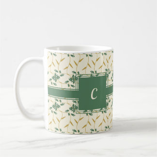 Cheerful Regal Blommigt Ivory Monogram Kaffemugg