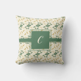 Cheerful Regal Blommigt Ivory Monogram Kudde