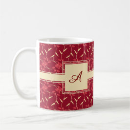 Cheerful Regal Blommigt Red Square Monogram Kaffemugg