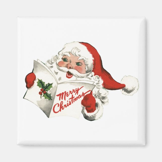 Cheerful Retro Jultomten Magnet (Framsidan)
