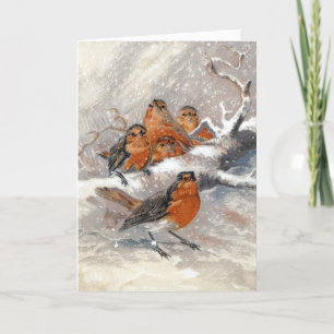 Cheerful Robins Victorian julkort Kort
