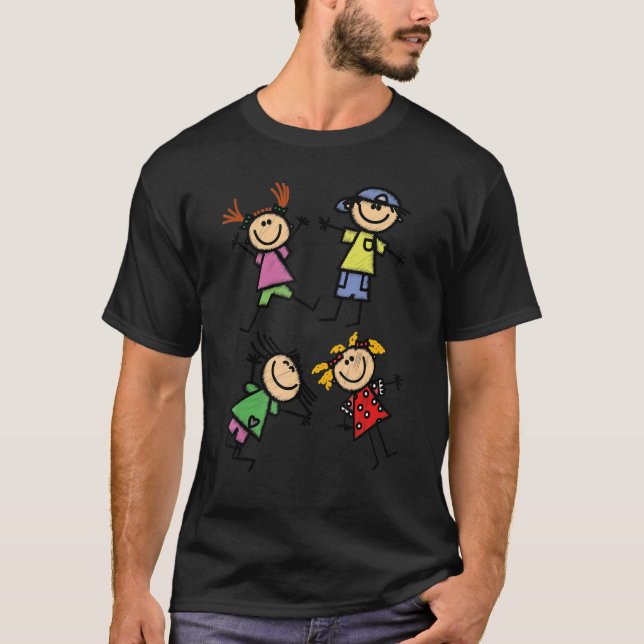 Cheerful Romping Children Rejoice T Shirt (Framsida)